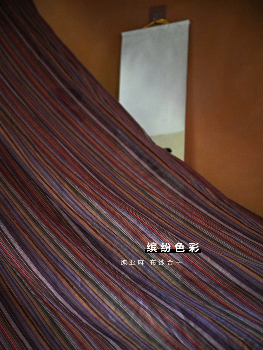Yarn-Dyed Saffron Stripe Linen Curtains – Wabi-Sabi Natural Window Panels