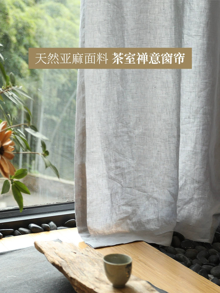 Japanese Zen Light Gray Linen Curtains – Natural Semi-Blackout Drapes