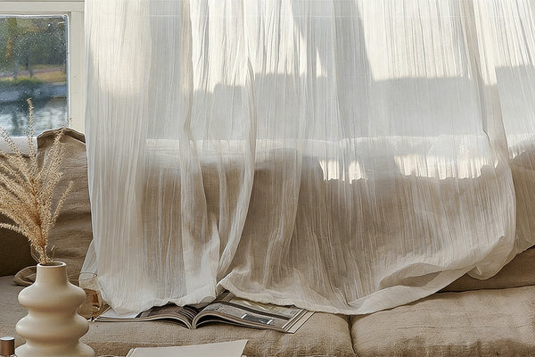 Softly Pleated White Sheer